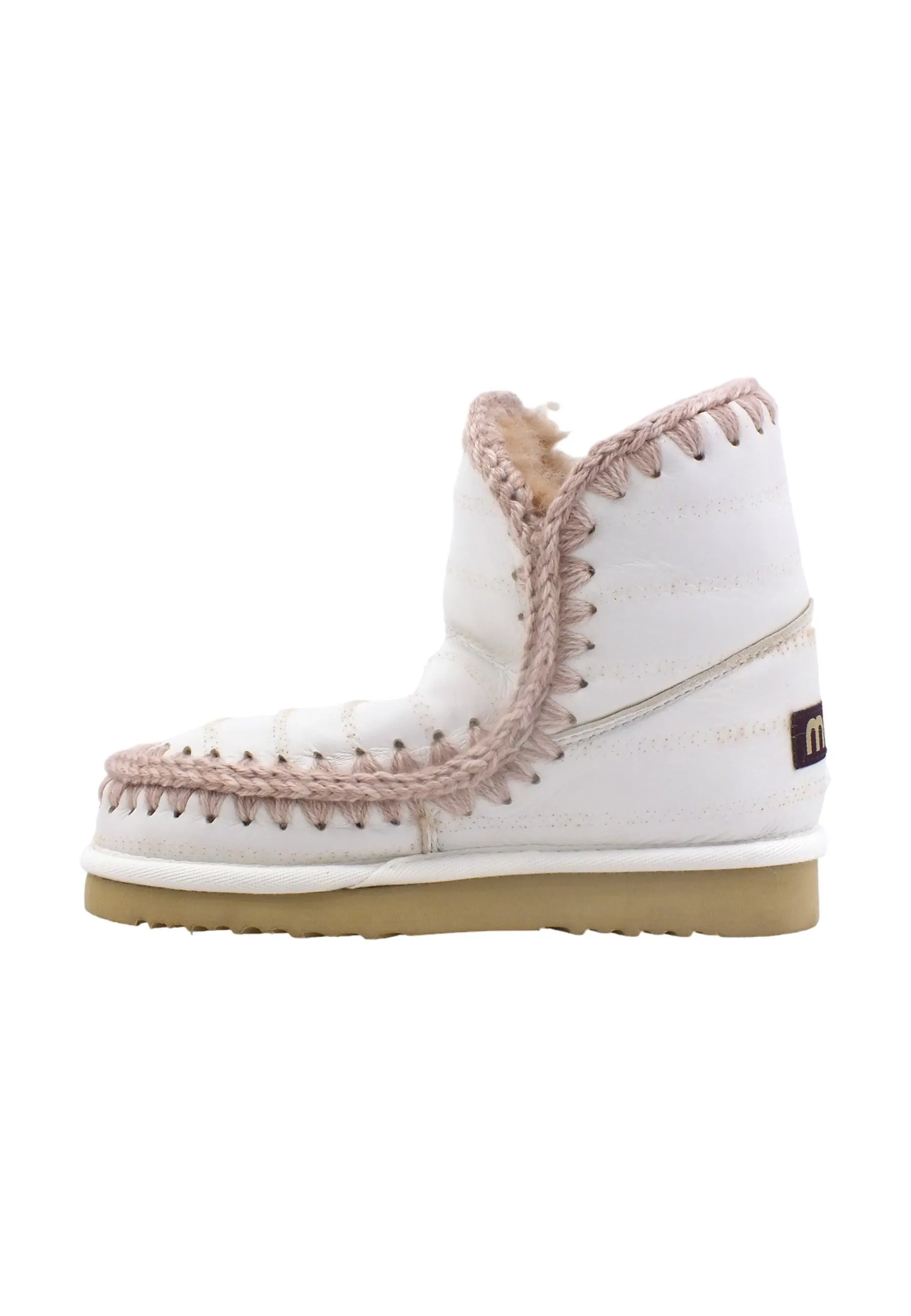 MOU Eskimo 18 Special Sheepskin Stivaletto Pelo Donna Wide Stripe Punched White MU.FW101111C