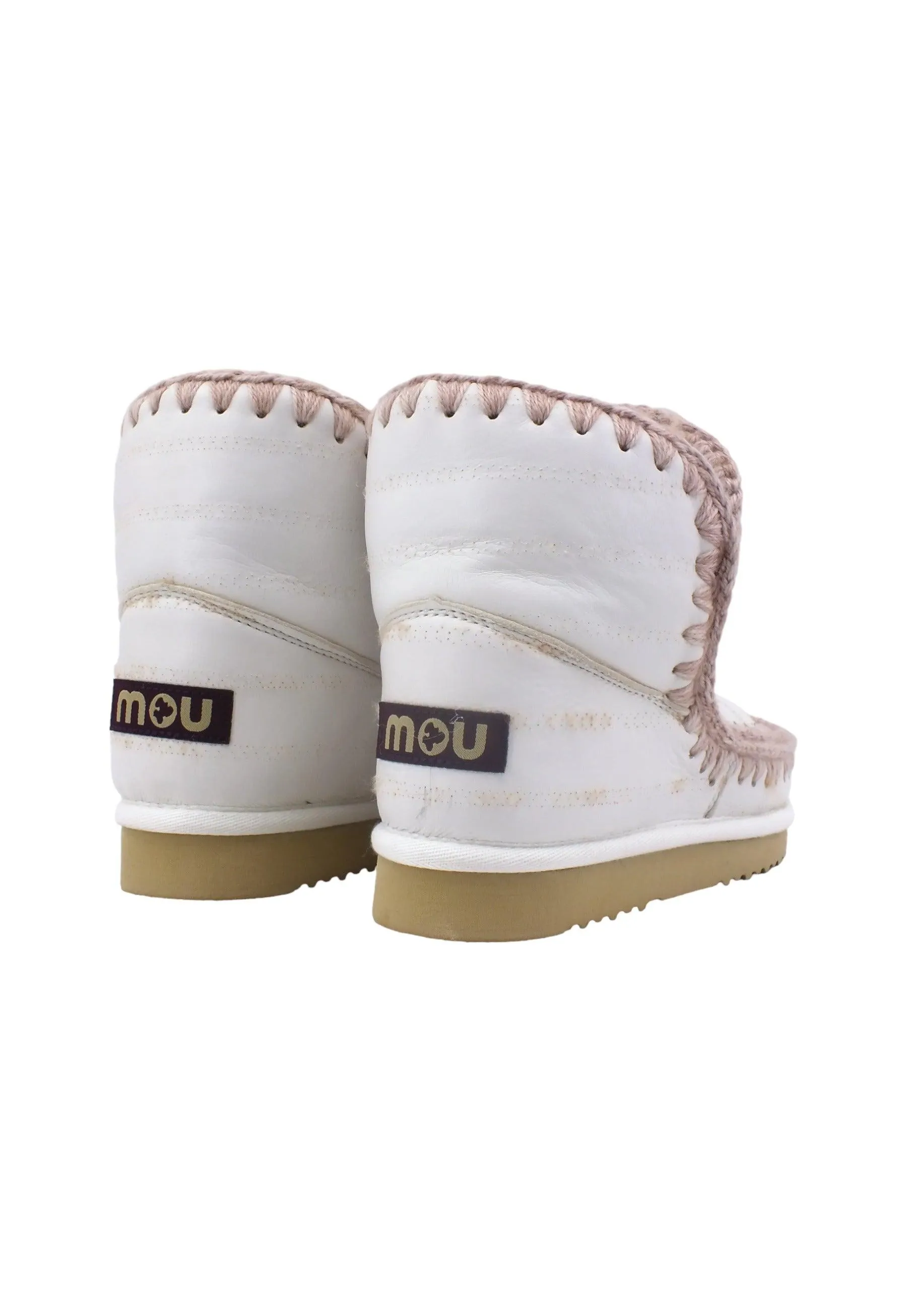 MOU Eskimo 18 Special Sheepskin Stivaletto Pelo Donna Wide Stripe Punched White MU.FW101111C