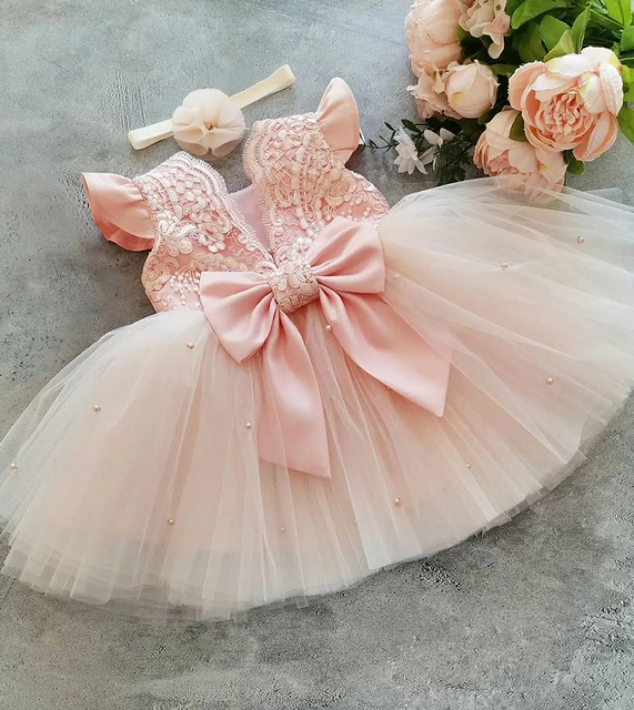 Neonata Bowknot Abito rosso Pizzo Ricamo Tutu Abiti per ragazze 1 2 3 4 5 anni Festa di compleanno Bambino Fiore Matrimonio