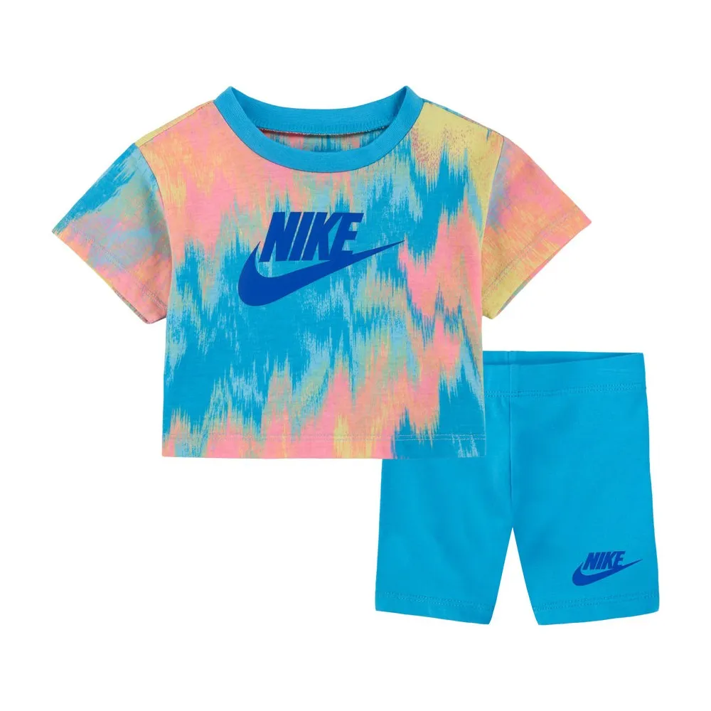 NIKE - BOXY TEE & BIKE SHORT SET - BLU BALTICO - BAMBINO - 36K457 - F85