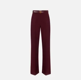 Pantalone palazzo in raso con cintura