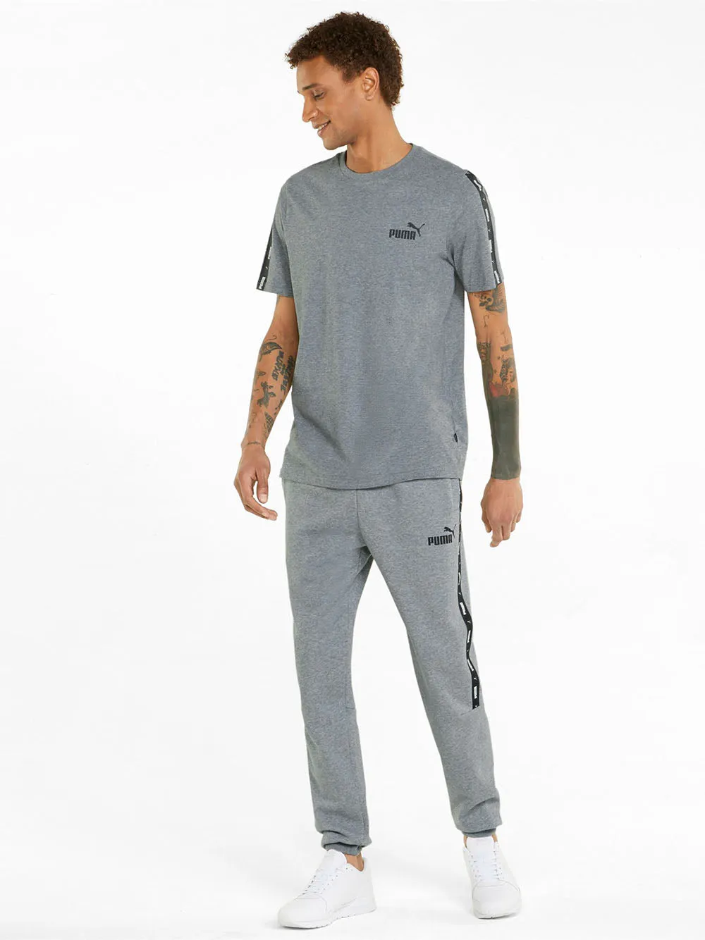 Pantalone Puma da uomo grigio in felpa con tape Art:849042-03