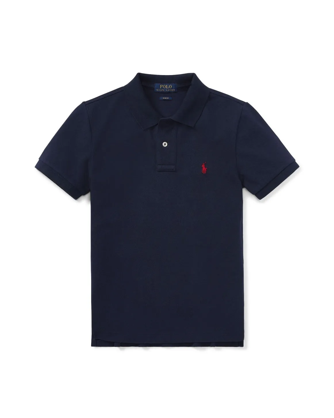 Polo blu tinta unita in piquet di cotone S-XL