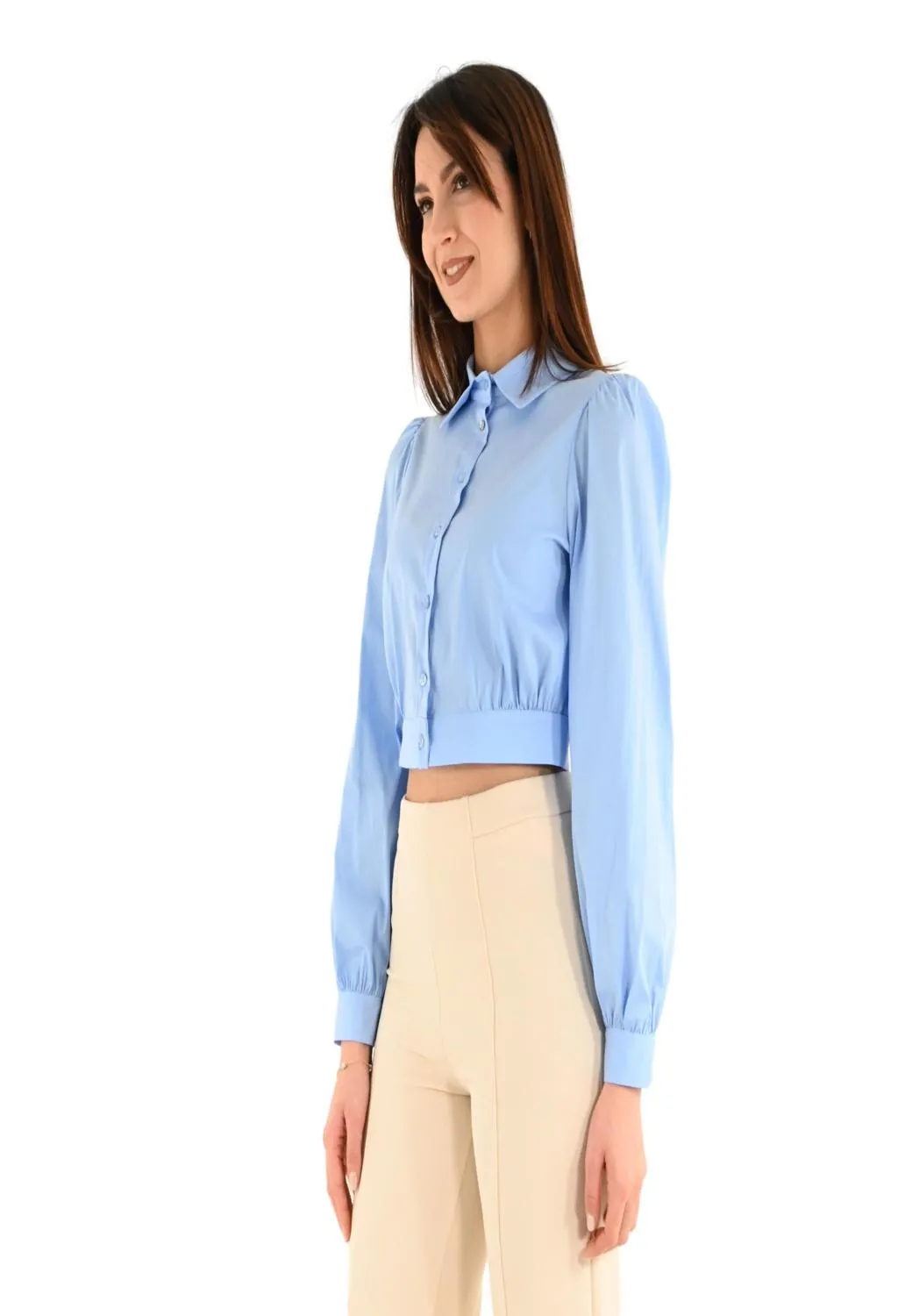 rinascimento  camicia crop azzurra