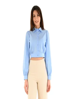 rinascimento  camicia crop azzurra