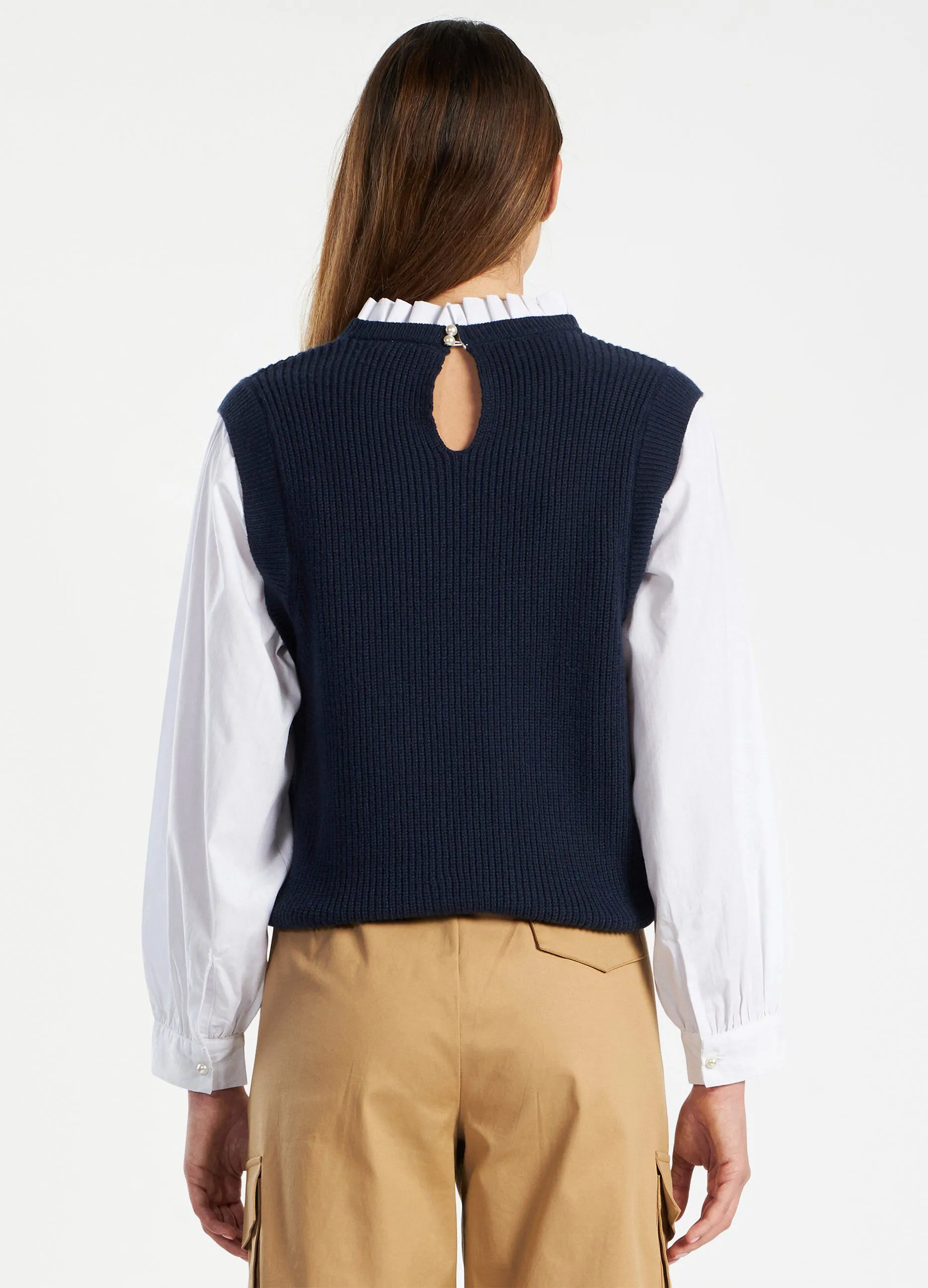 Smanicato tricot con camicia donna