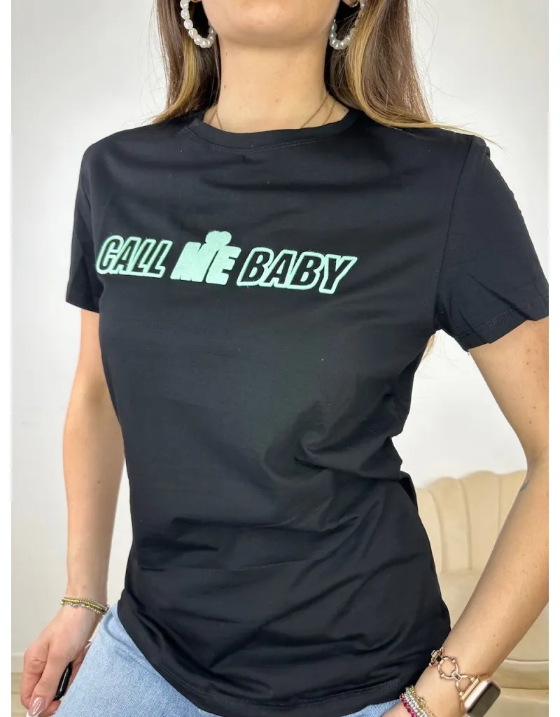 T-SHIRT CALL ME BABY NERO