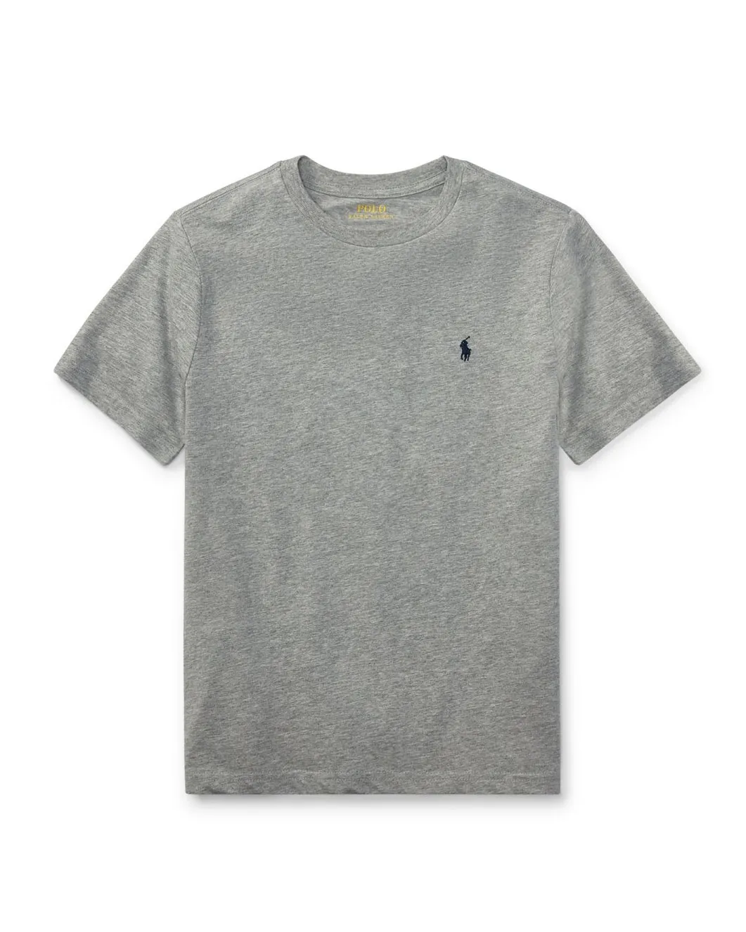 T-shirt grigia mezza manica in cotone con logo pony blu S-XL