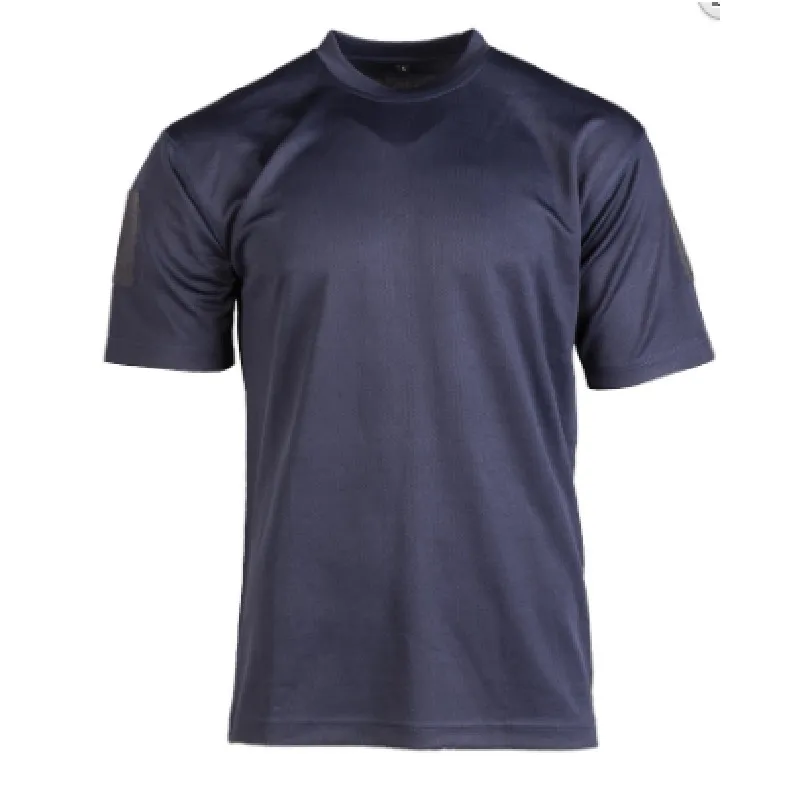 T-shirt maglietta tattica militare blu con velcro maniche