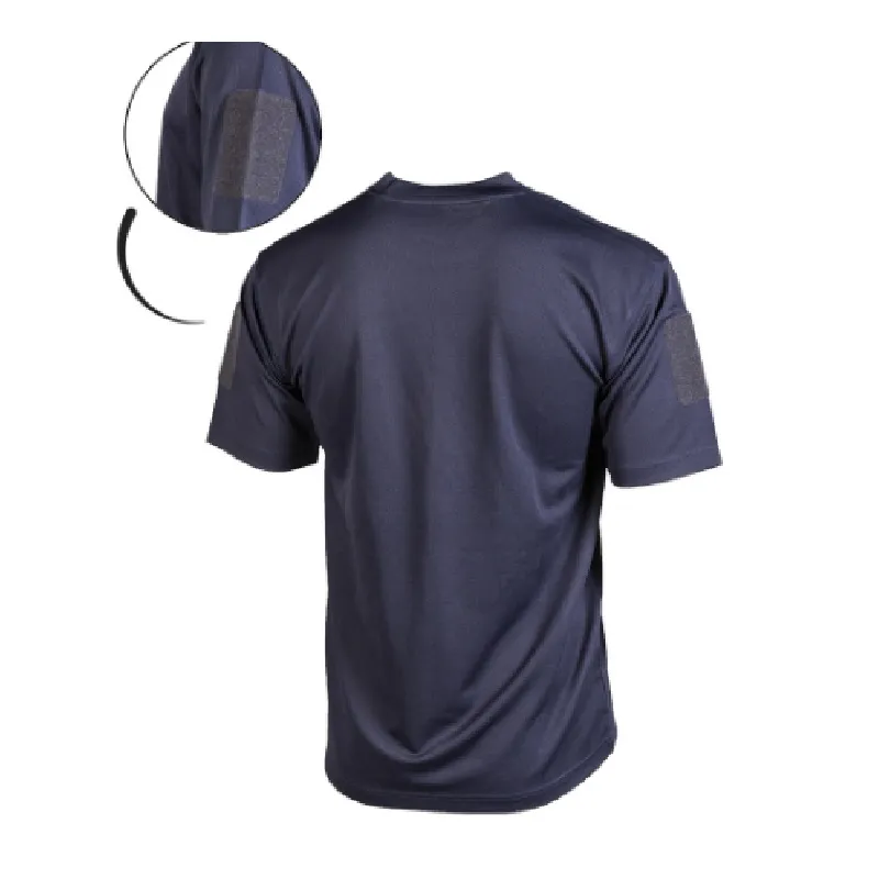 T-shirt maglietta tattica militare blu con velcro maniche