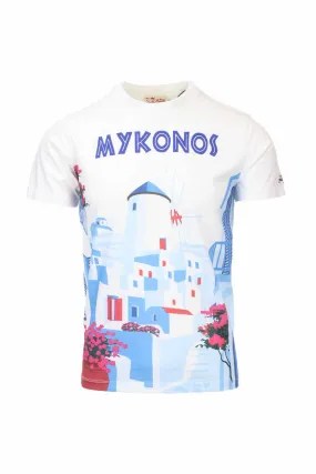 T-SHIRT "MYKONOS POSTCARD" BIANCA IN COTONE