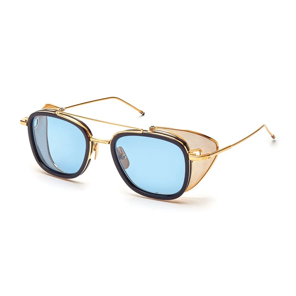 Thom Browne - Occhiali da Sole con Griglia Laterale a Rete Blu e Oro - Thom Browne Eyewear