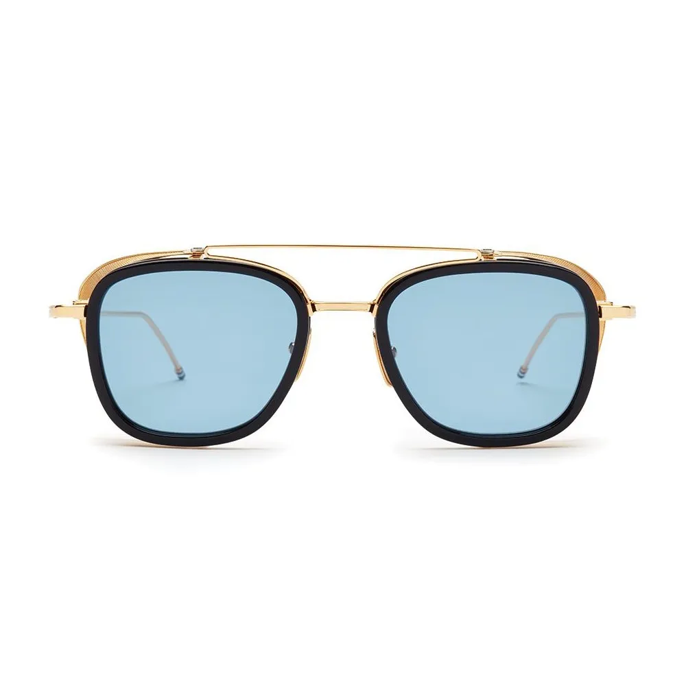 Thom Browne - Occhiali da Sole con Griglia Laterale a Rete Blu e Oro - Thom Browne Eyewear