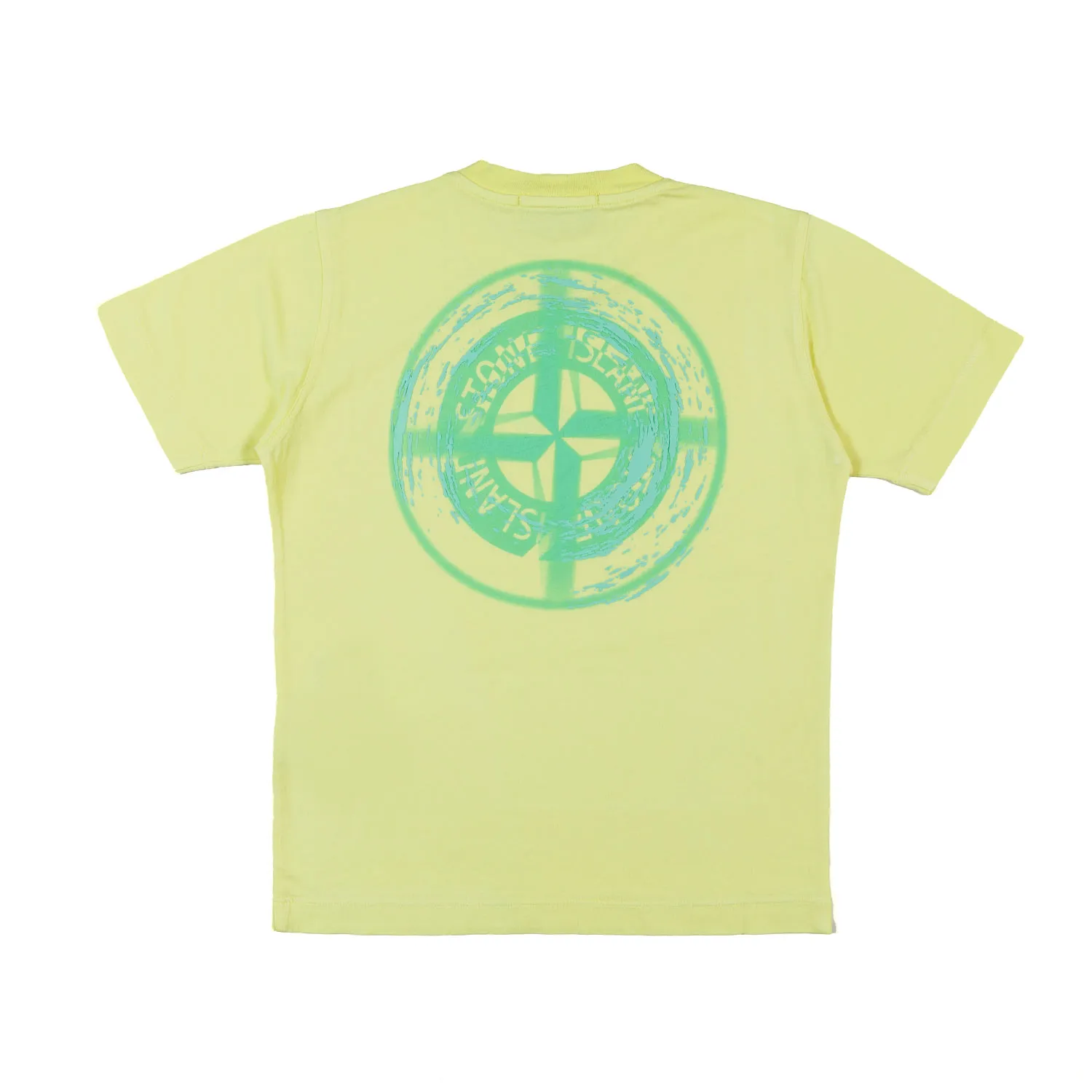 Tt-Shirt Giallo Fluo Con Maxi Stampa Compass Verde