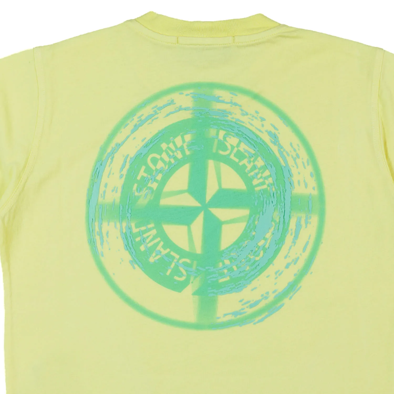 Tt-Shirt Giallo Fluo Con Maxi Stampa Compass Verde