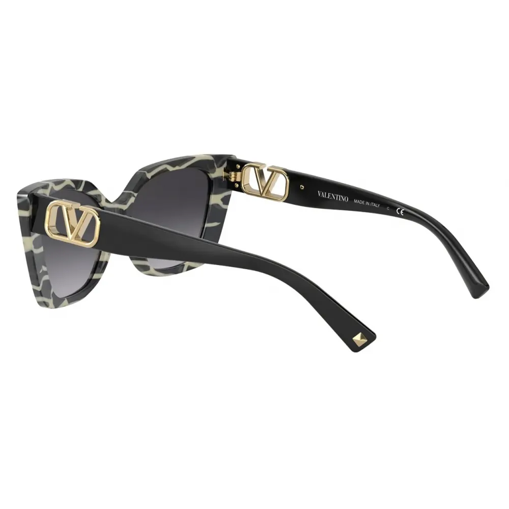 Valentino - Occhiale da Sole Cat-Eye in Acetato Vlogo - Nero - Valentino Eyewear