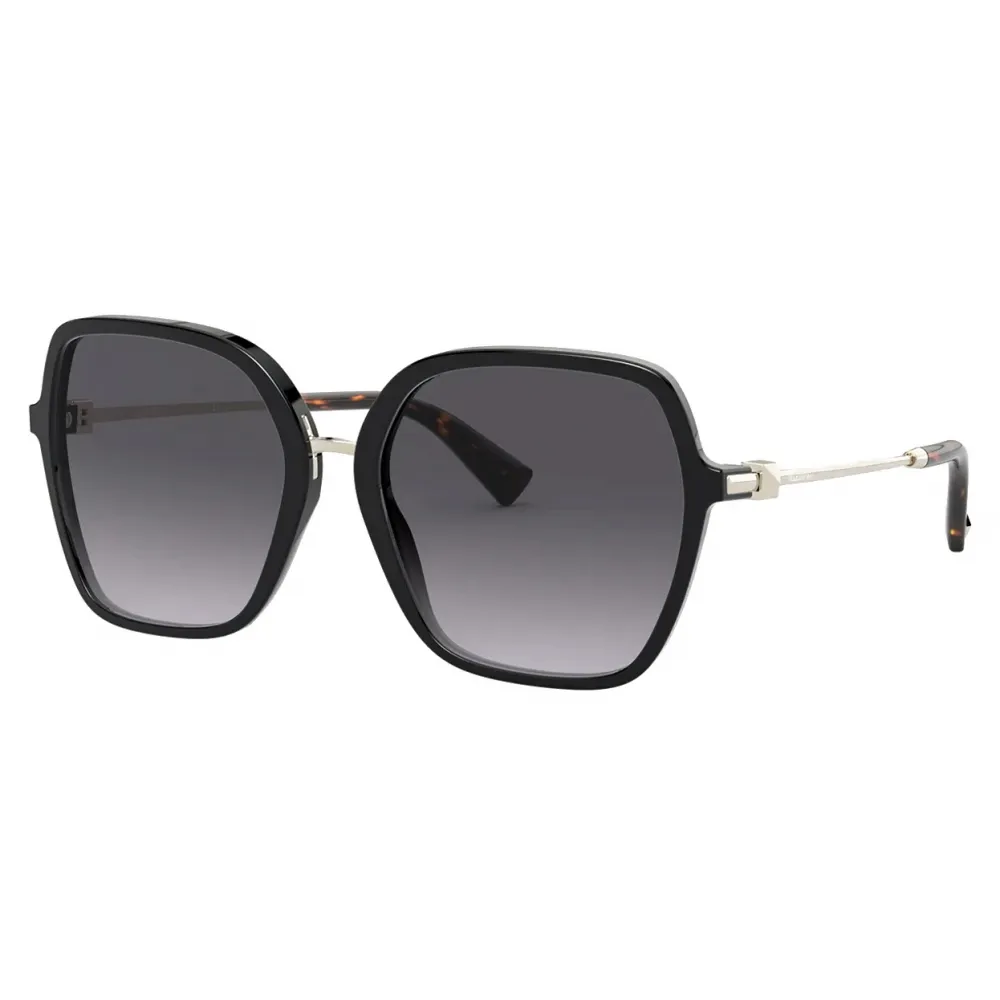 Valentino - Occhiale da Sole Squadrato in Acetato con Stud Funzionale - Nero - Valentino Eyewear