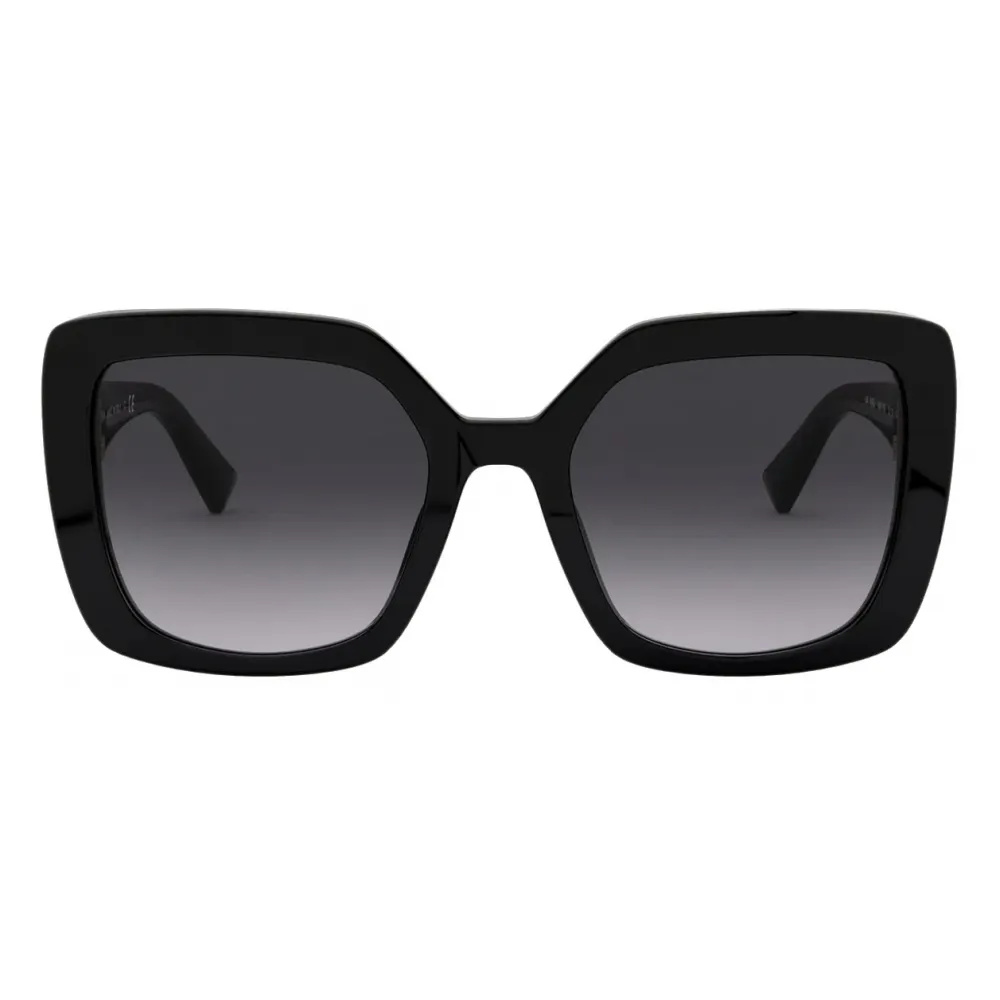 Valentino - Occhiale da Sole Squadrato in Acetato con Vlogo - Nero - Valentino Eyewear