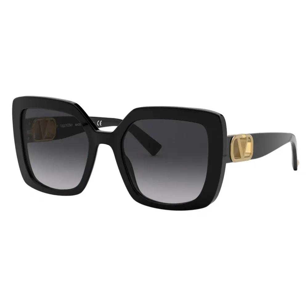 Valentino - Occhiale da Sole Squadrato in Acetato con Vlogo - Nero - Valentino Eyewear