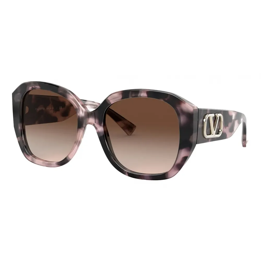 Valentino - Occhiale da Sole Squadrato in Acetato Vlogo Signature - Havana Marrone - Valentino Eyewear