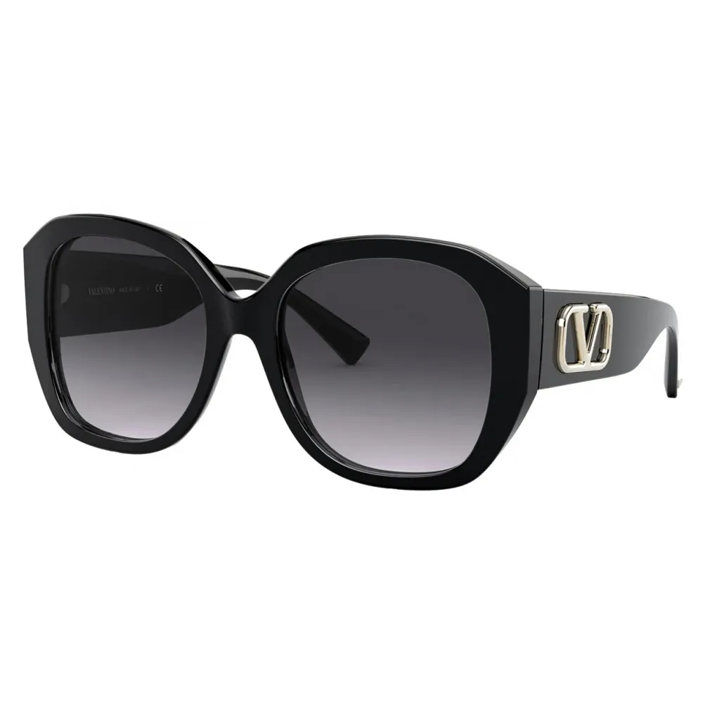 Valentino - Occhiale da Sole Squadrato in Acetato Vlogo Signature - Nero - Valentino Eyewear