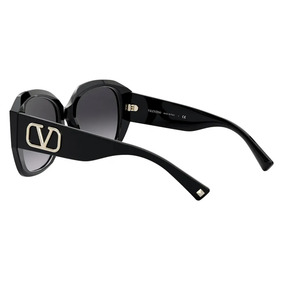 Valentino - Occhiale da Sole Squadrato in Acetato Vlogo Signature - Nero - Valentino Eyewear