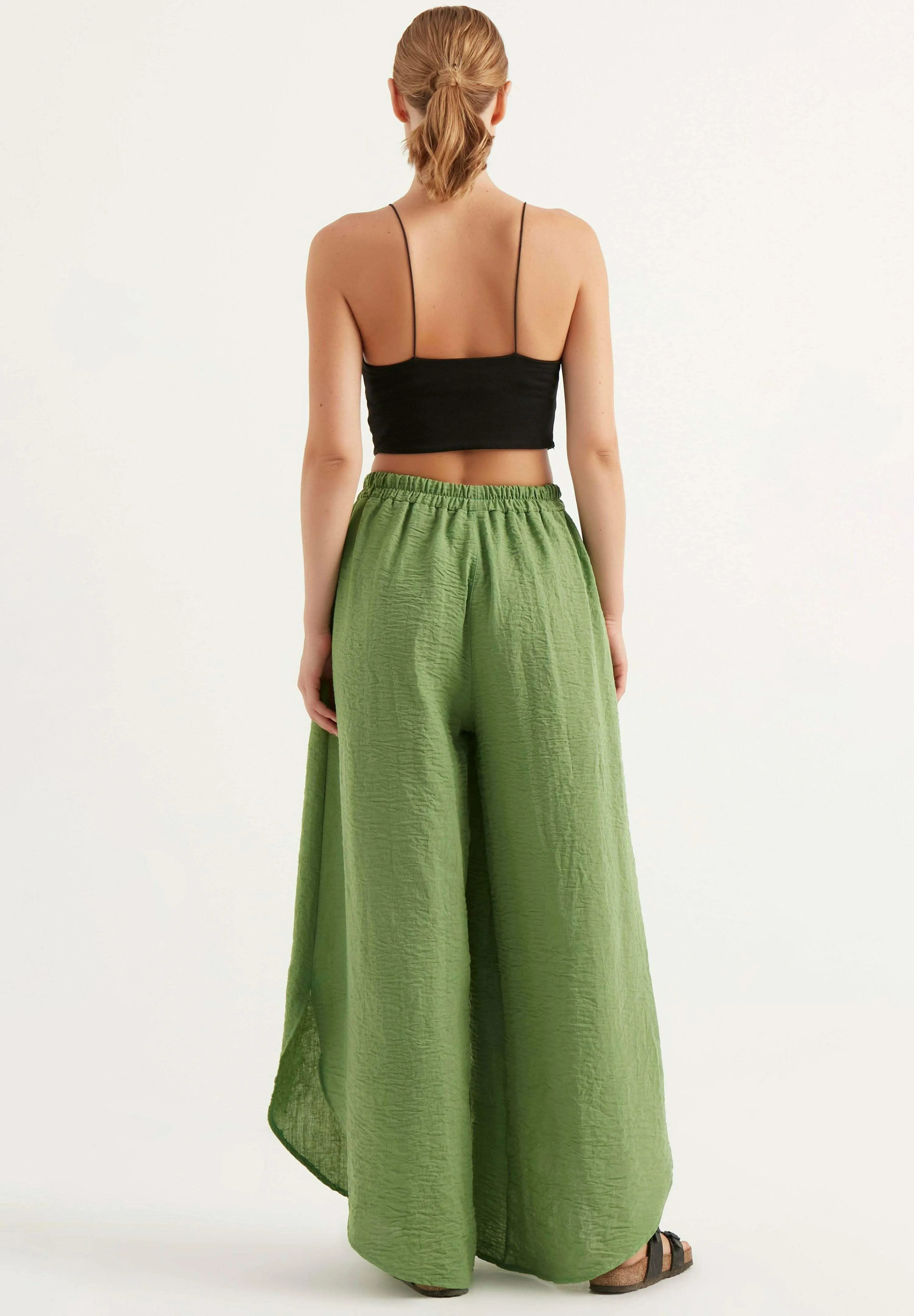 WIDE LEG WITH SIDE SLITS - Pantaloni