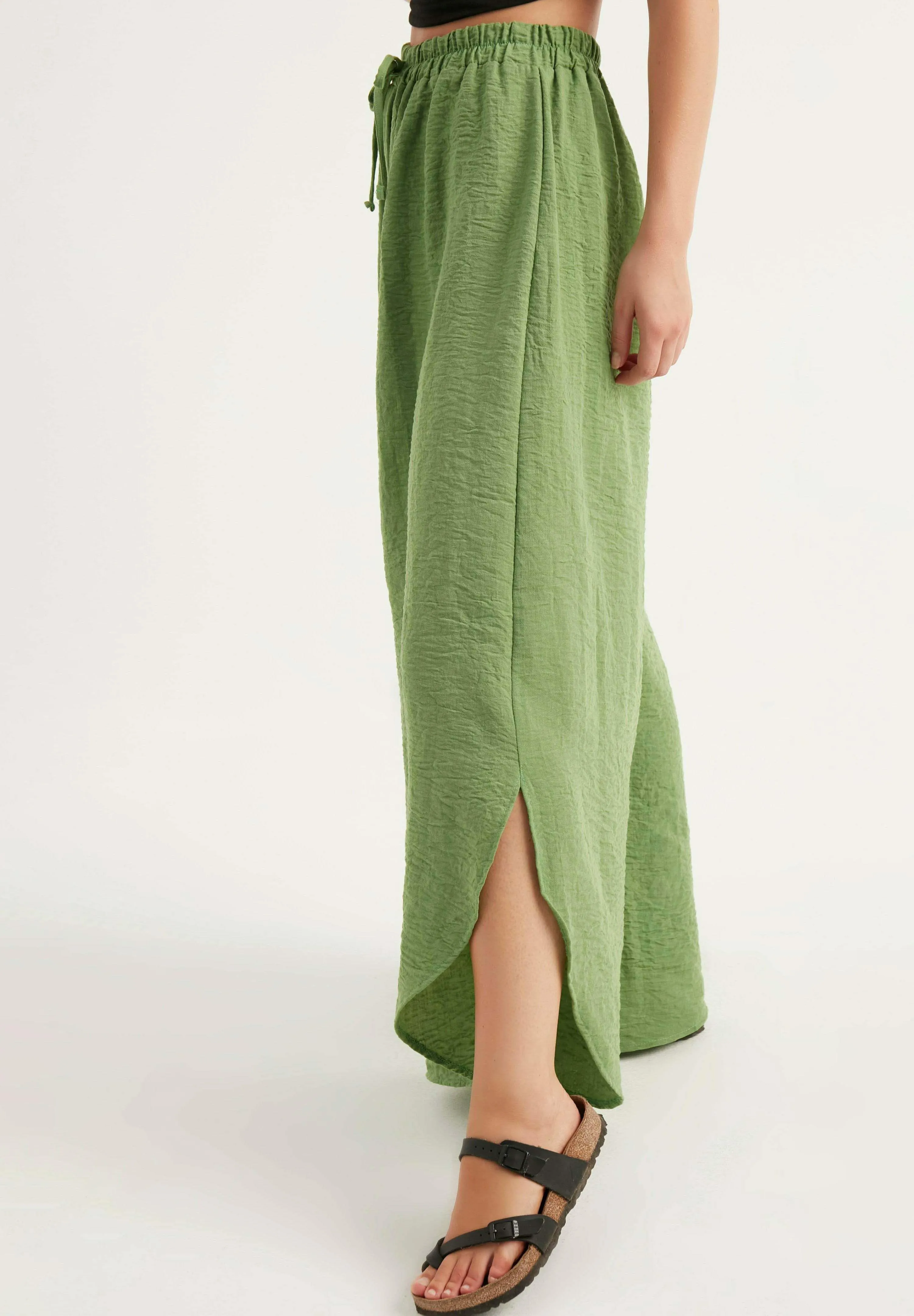 WIDE LEG WITH SIDE SLITS - Pantaloni