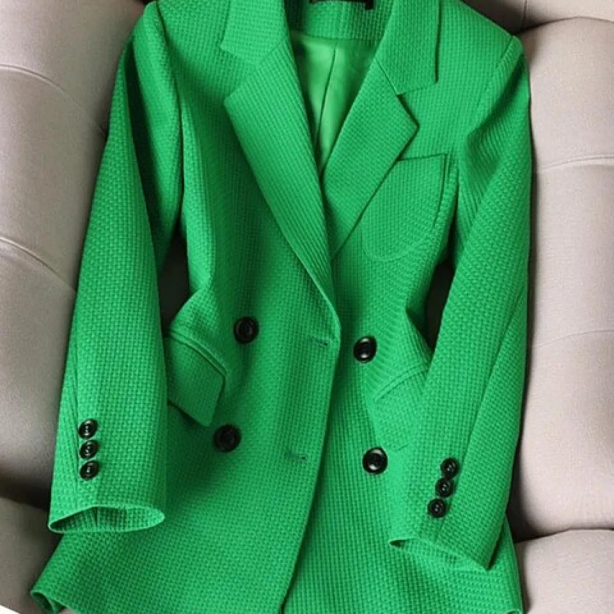 Xfpv Blazer formale da donna Donna Arancione Nero Verde scozzese Manica lunga Monopetto Giacca da lavoro alla moda Coa