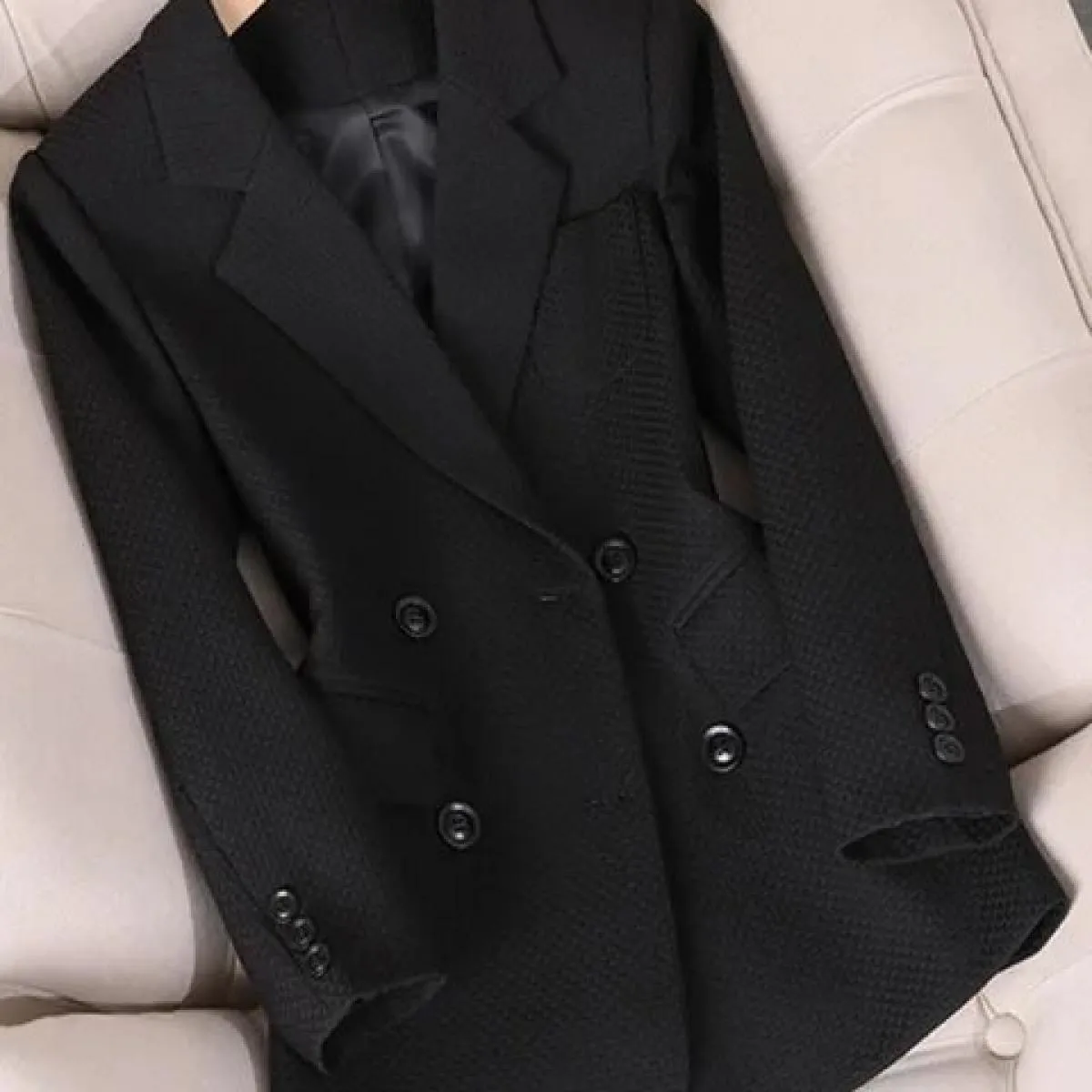 Xfpv Blazer formale da donna Donna Arancione Nero Verde scozzese Manica lunga Monopetto Giacca da lavoro alla moda Coa